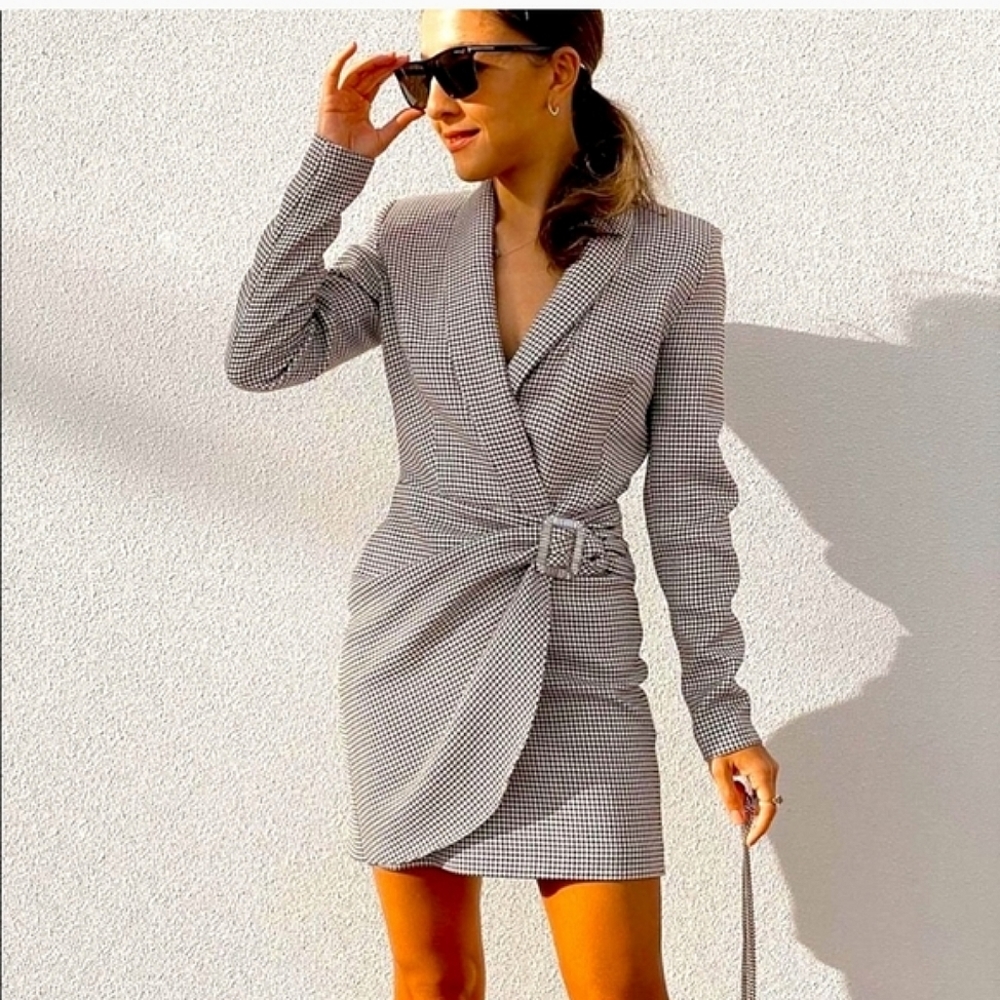 Zara * Bloggers Favorite houndstooth blazer dress
